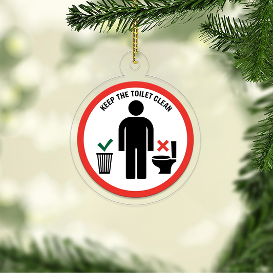Funny Keep The Toilet Clean Ornament, Christmas Decor, Christmas Tree Decoration Man On Toilet Humorous, Toilet Ornament
