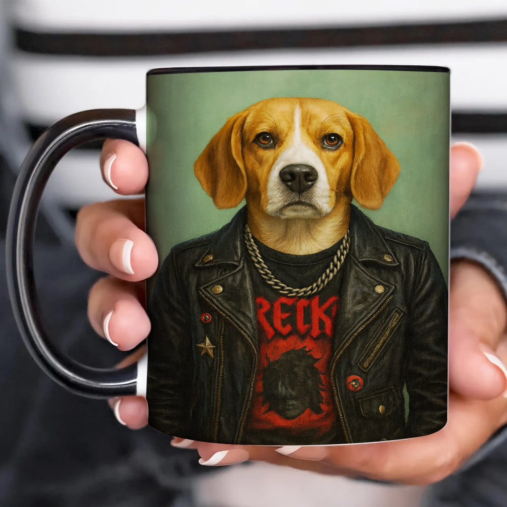 Custom Photo Rock n Roll Dog Mug _ Gift For Dog Lovers