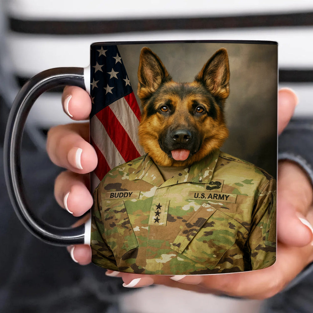 Custom Dog Photo Us Army Mug _ Gift For Dog Lovers