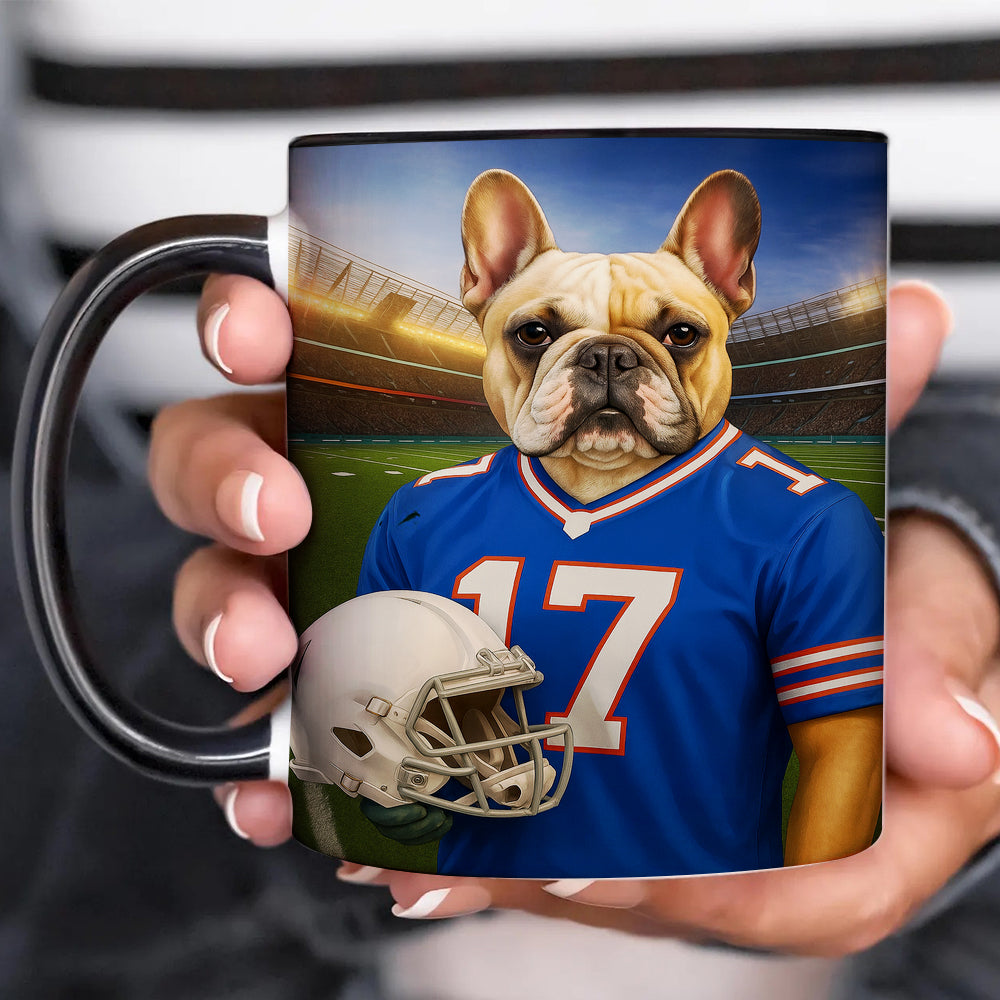 Custom Dog Photo Football Style Mug _ Gift For Dog Lovers