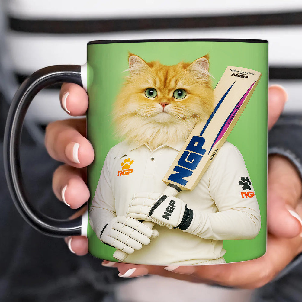 Custom Photo Cricketer Cat Mug Gift For Cat Lovers
