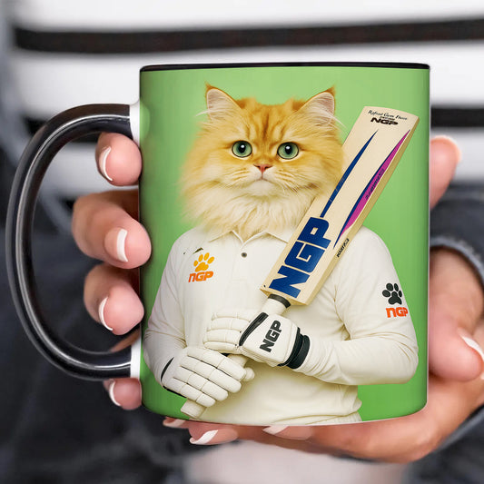 Custom Photo Cricketer Cat Mug Gift For Cat Lovers