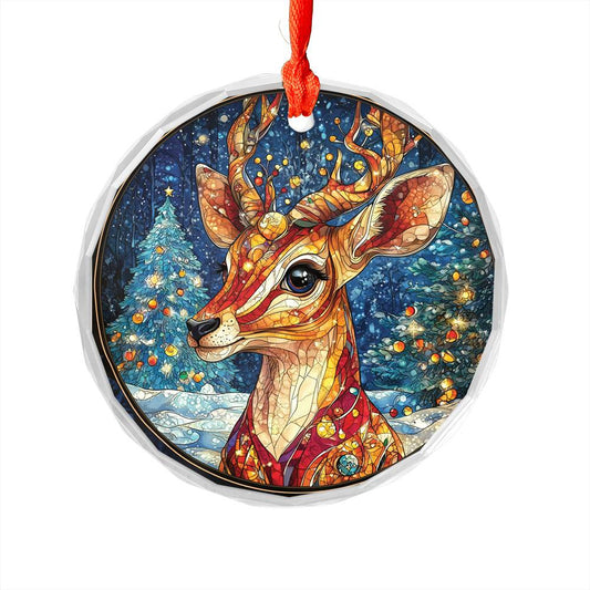 Beautiful Antelope Christmas Night Design 3 Glass Ornament