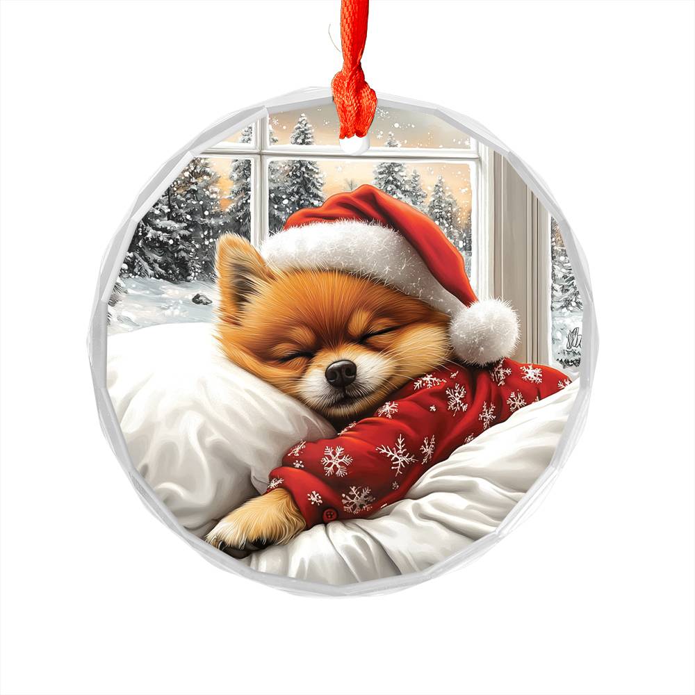 Pomeranian Dog Sleeping In Bed Design 3