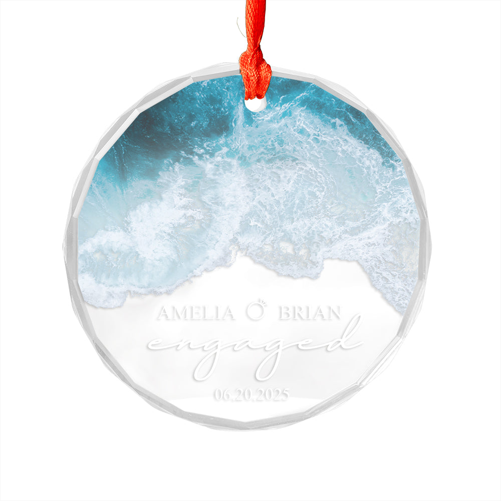Custom Name And Date Engaged Weding Ocean Design