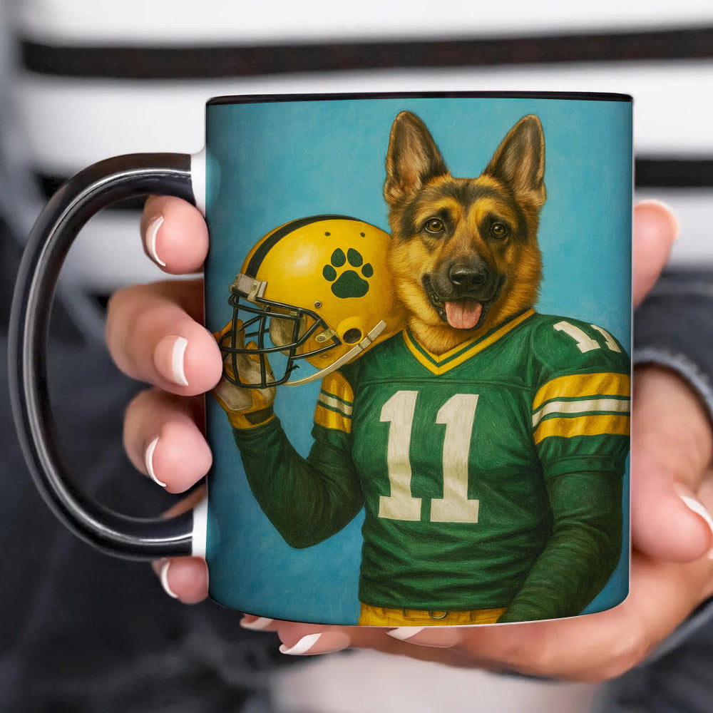 Custom Dog Photo Football Player Mug