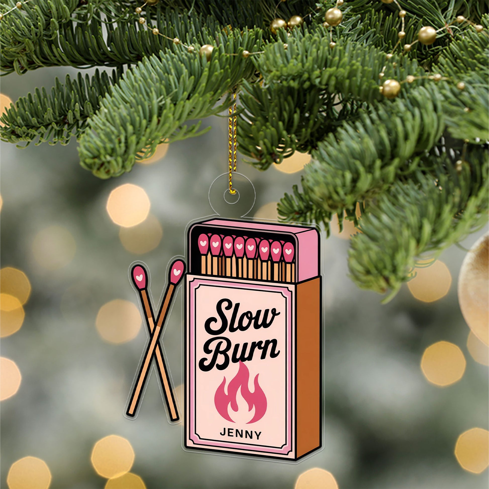 Personalized Matchbox Slow Burn Acrylic Ornament, Christmas Decor, Personalized Christmas Tree Decoration, Smokers Gifts