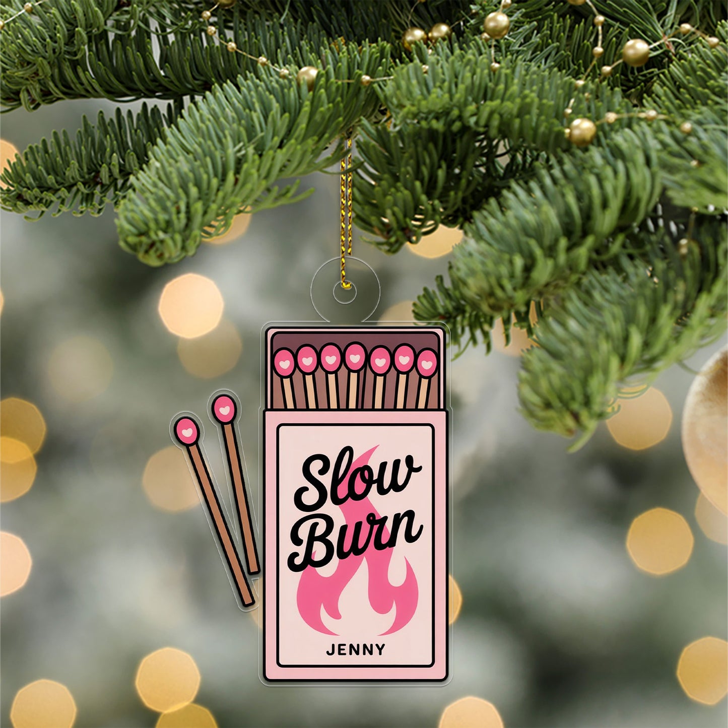 Personalized Matchbox Slow Burn Acrylic Ornament, Christmas Decor, Personalized Christmas Tree Decoration, Gifts For Smokers