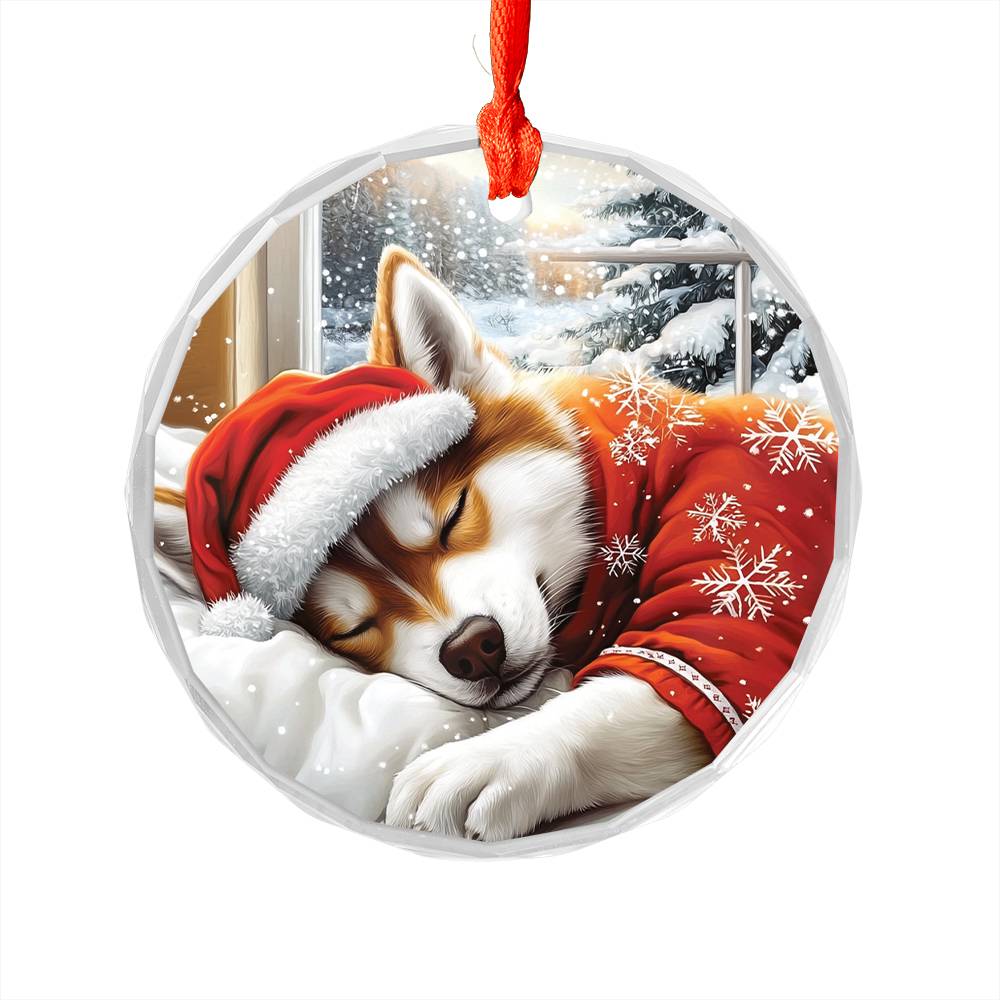 Siberian Husky Dog Sleeping In Bed Design 1