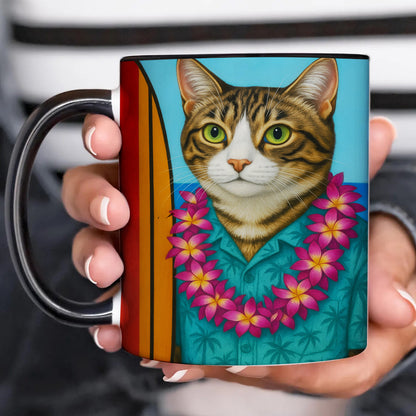 Custom Photo Surfer Cat MugGift For Cat Lovers
