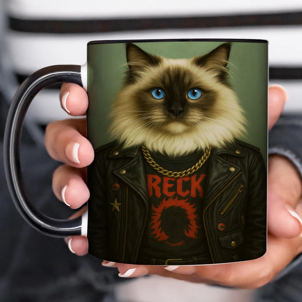 Custom Photo Rock n Roll Cat Mug_ Gift For Cat Lovers