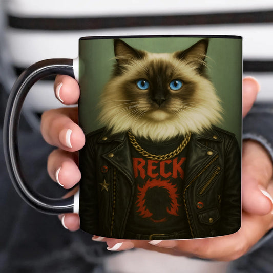 Custom Photo Rock n Roll Cat Mug_ Gift For Cat Lovers