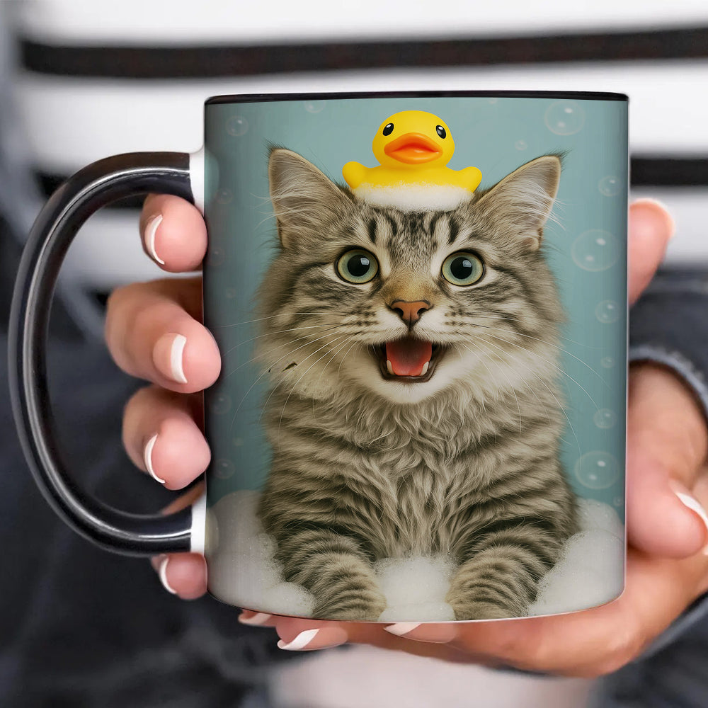 Custom Photo Cat In Bathtub With Duck Toy Mug