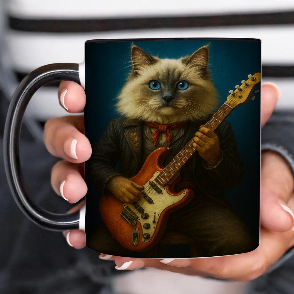Custom Photo Cat Rock n Roll Mug Gift For Cat Lovers