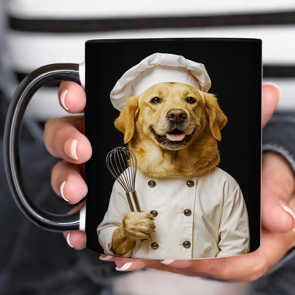 Custom Photo Dog Chef Mug _ Gift For Dog Lovers