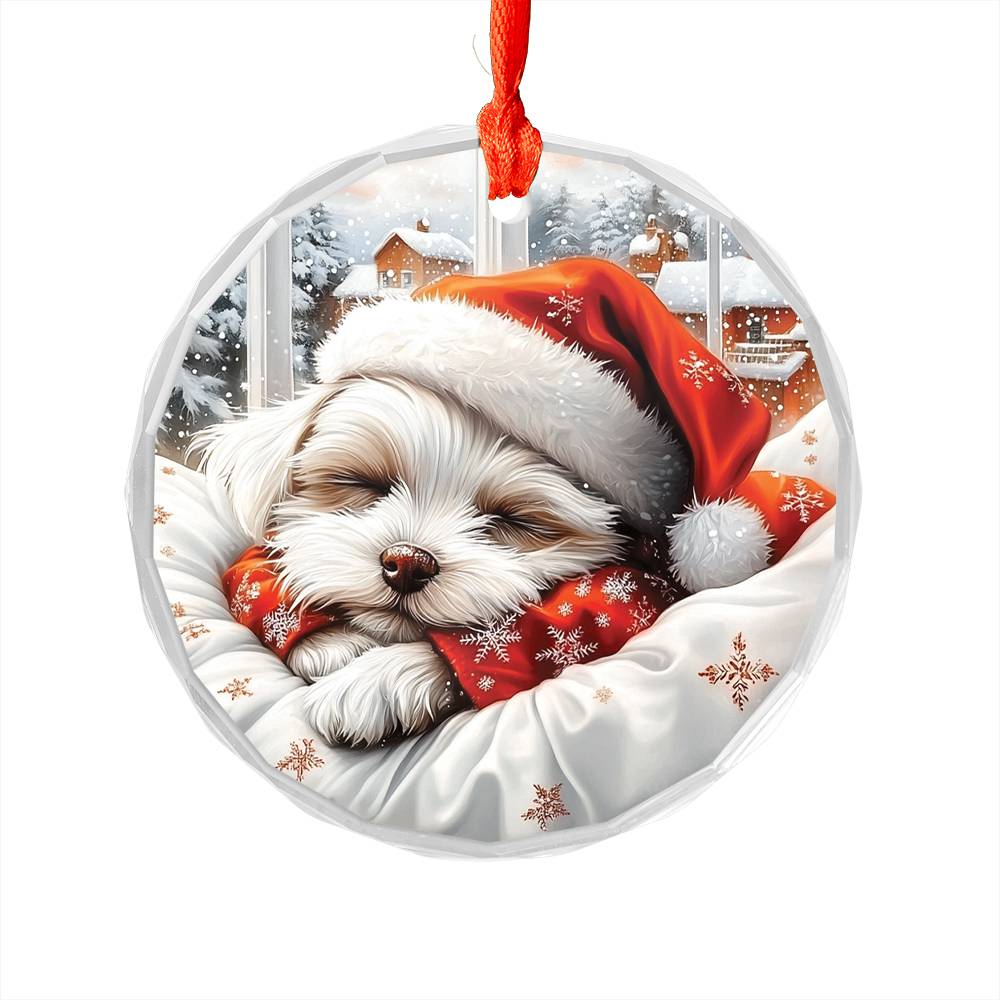 Maltese Dog Sleeping In Bed Design 3