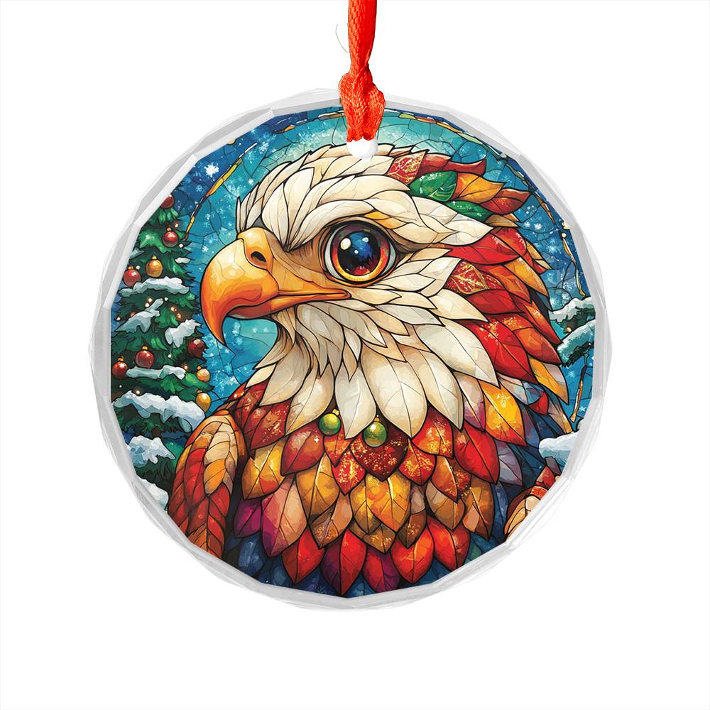 Beautiful Eagle Christmas Night Design 4 Glass Ornament