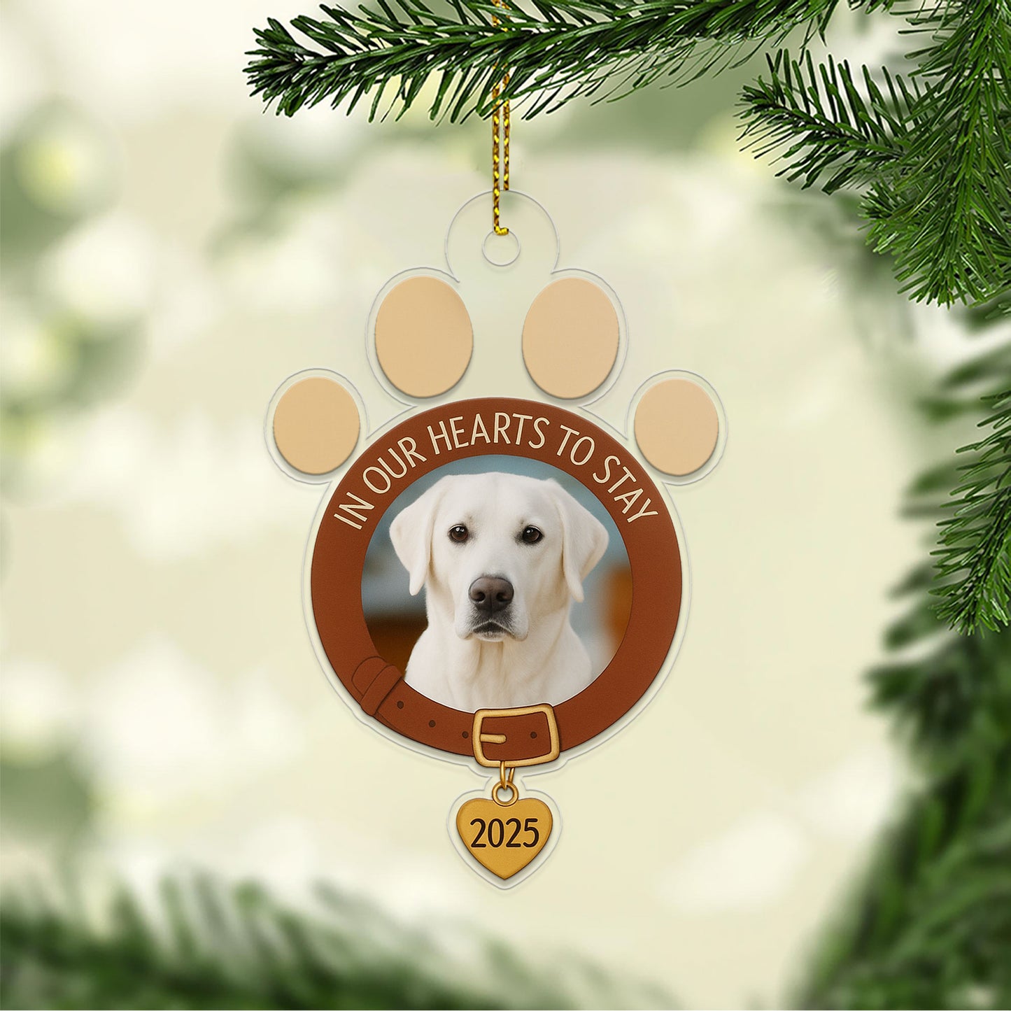 Custom Photo Pet Ornament, In Our Hearts to Stay 2025, Personalized Pet Memorial, Gift for Pet Lovers, Custom Pet Decor