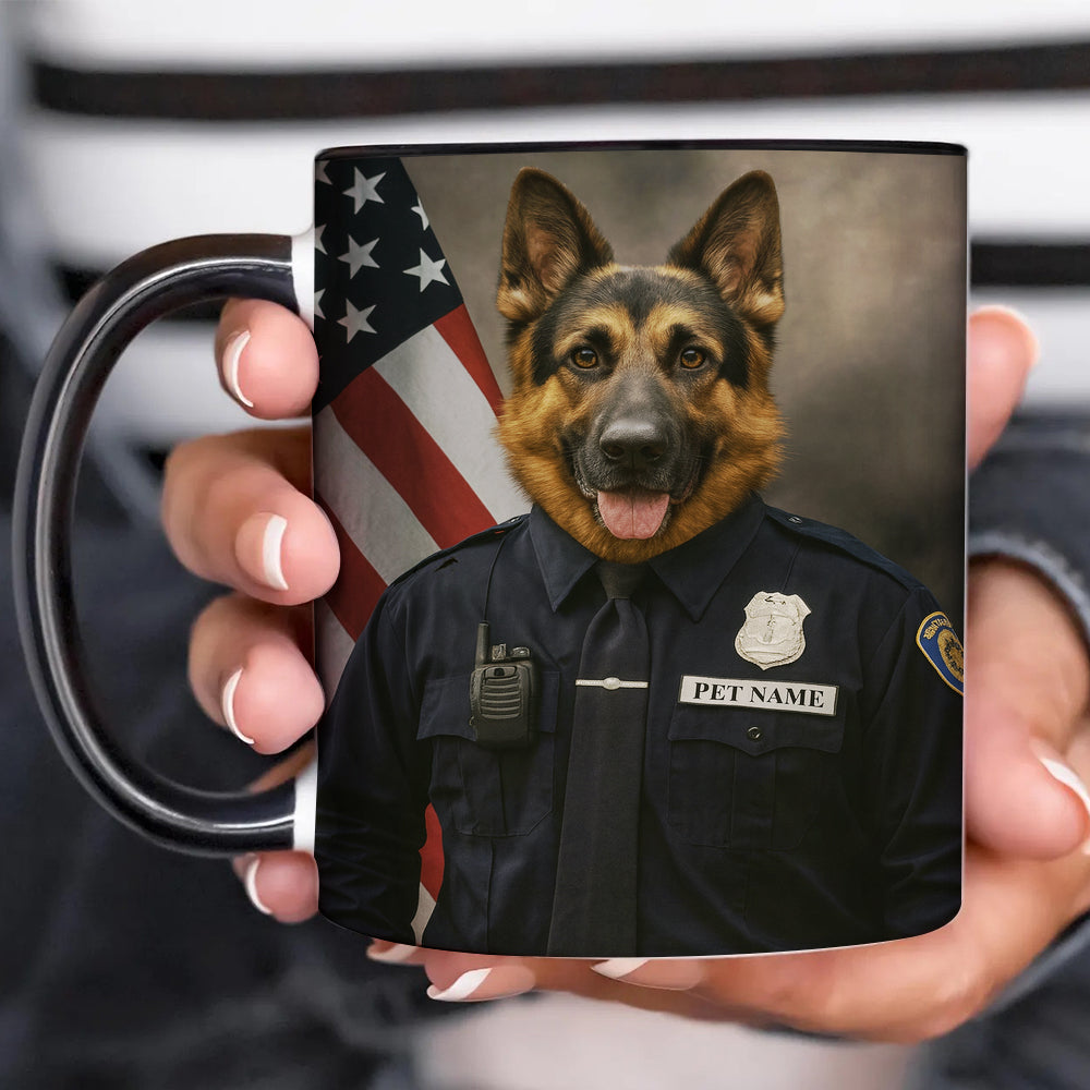 Custom Dog Photo Policeman Mug _ Gift For Dog Lovers