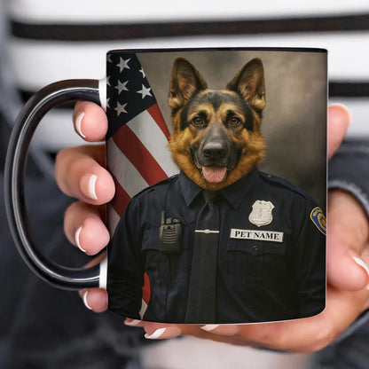 Custom Dog Photo Policeman Mug _ Gift For Dog Lovers
