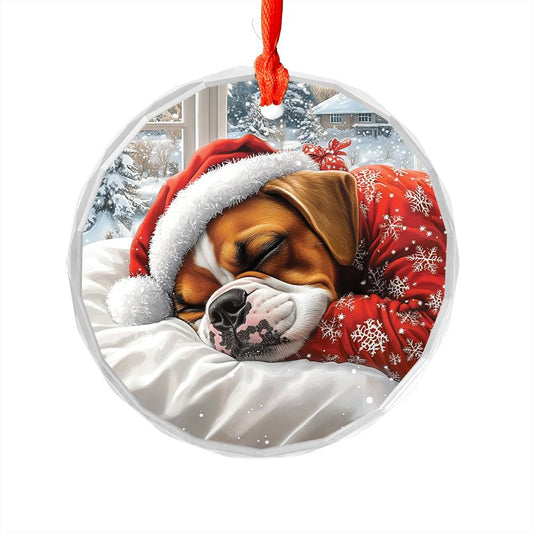 Boxer Dog Sleeping In Bed Design 1