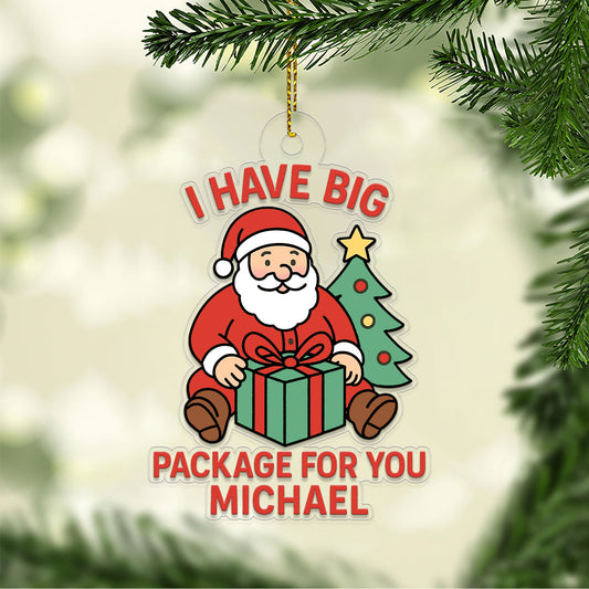 Personalized I Have Big Package For You Ornament, Xmas Hanging Ornament Gift, Funny Ornament, Gifts For Kids