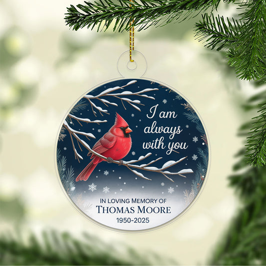 Custom Memorial In Loving Memory Christmas Ornament, Cardinal Memorial Christmas Ornament, Personalized Sympathy Gift, Holiday Tree Ornament