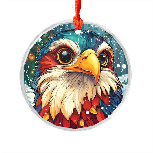 Beautiful Eagle Christmas Night Design 1 Glass Ornament