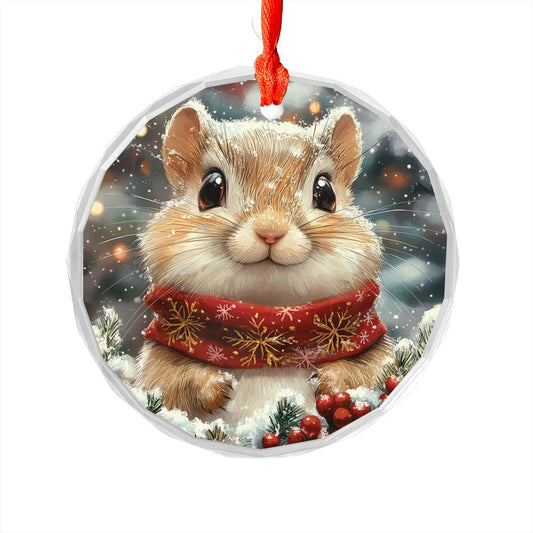 Beautiful Gerbil Christmas Night Design 1 Glass Ornament