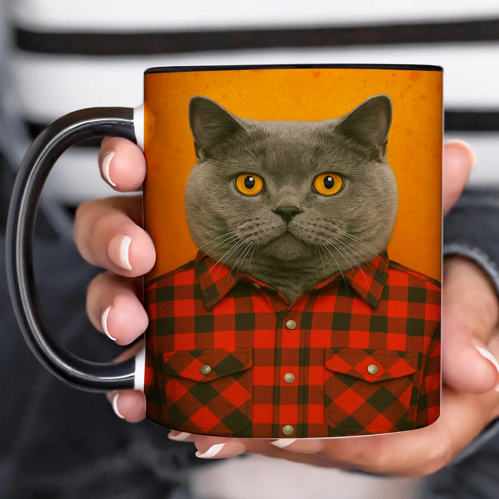 Custom Photo Cat In Red Shirt MugGift For Cat Lovers