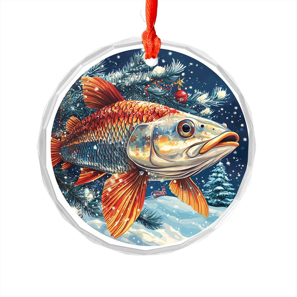 Beautiful Angus Tarpon Fish Christmas Night Design 1 Glass Ornament