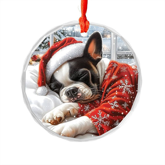 Boston Terrier Dog Sleeping In Bed Design 2