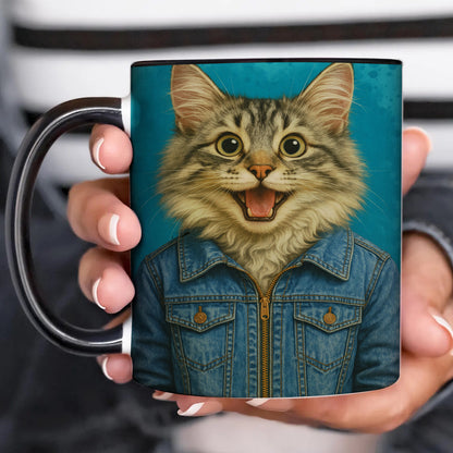 Custom Photo Denim Cat MugGift For Cat Lovers