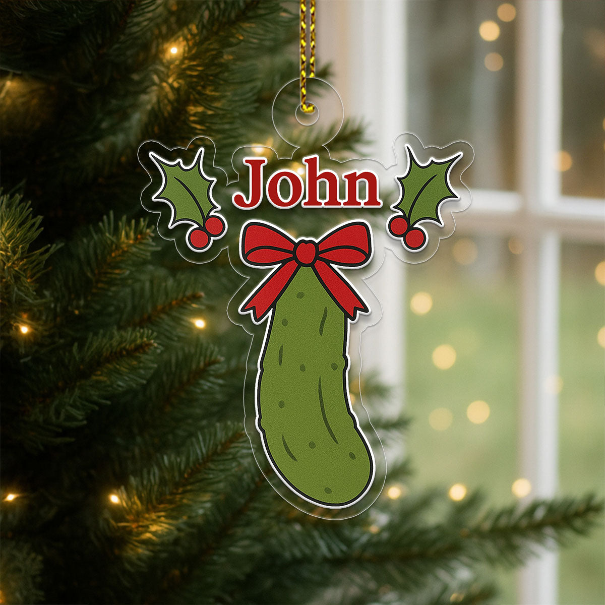 Custom Pickle Christmas Ornament, Personalized Funny Holiday Ornament, Christmas Pickle Gift, Unique Gag Decoration, Holiday Keepsake