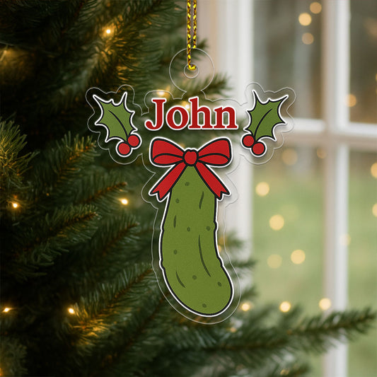 Custom Pickle Christmas Ornament, Personalized Funny Holiday Ornament, Christmas Pickle Gift, Unique Gag Decoration, Holiday Keepsake