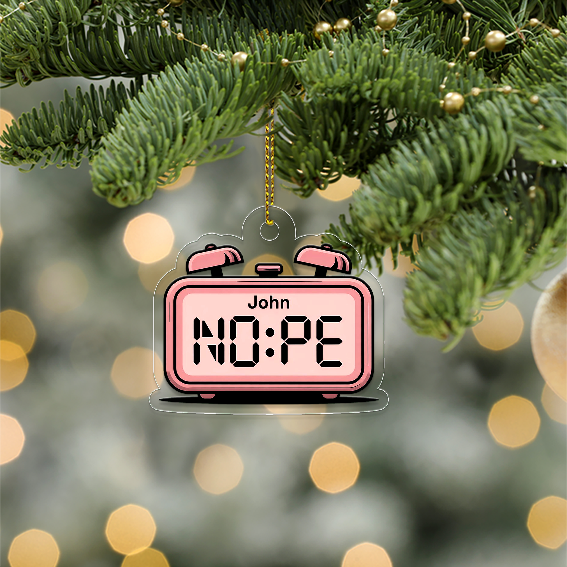 Personalized Nope Alarm Clock Ornament, Christmas Decor, Christmas Tree Decoration, Funny Ornament, Gift For Friends