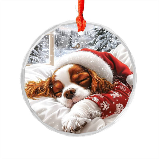 Cavalier King Charles Spaniel Dog Sleeping In Bed Design 1