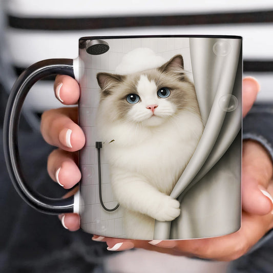 Custom Cat Photo Cat  In Bathroom Mug Gift For Cat Lovers