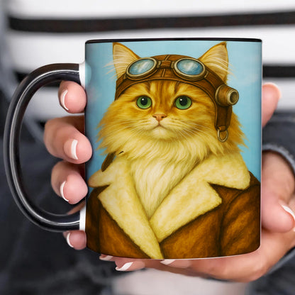 Custom Photo Portrait Pilot MugGift For Cat Lovers