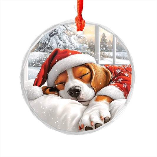 Basset Hound Dog Sleeping In Bed Design 1