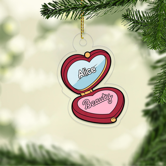 Personalized Beauty Locket Makeup Compact Ornament, Christmas Decor, Beauty Ornaments, Makeup Artist Ornament, Xmas Makeup Gifts