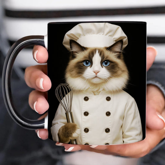 Custom Photo Cat Chef Mug _ Gift For Cat Lovers