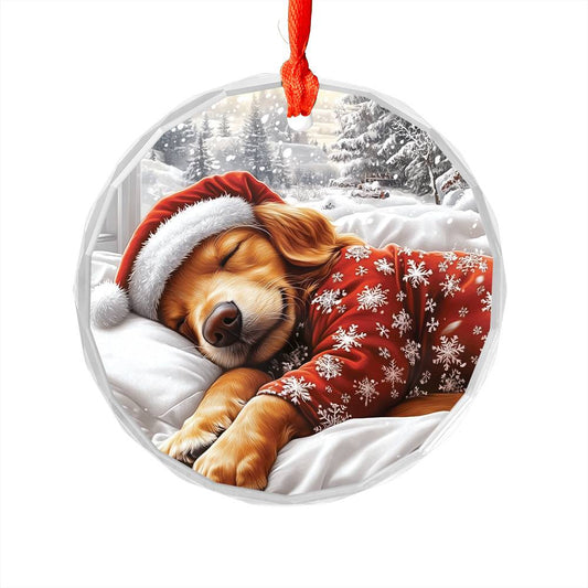 Golden Retriever Dog Sleeping In Bed Design 1