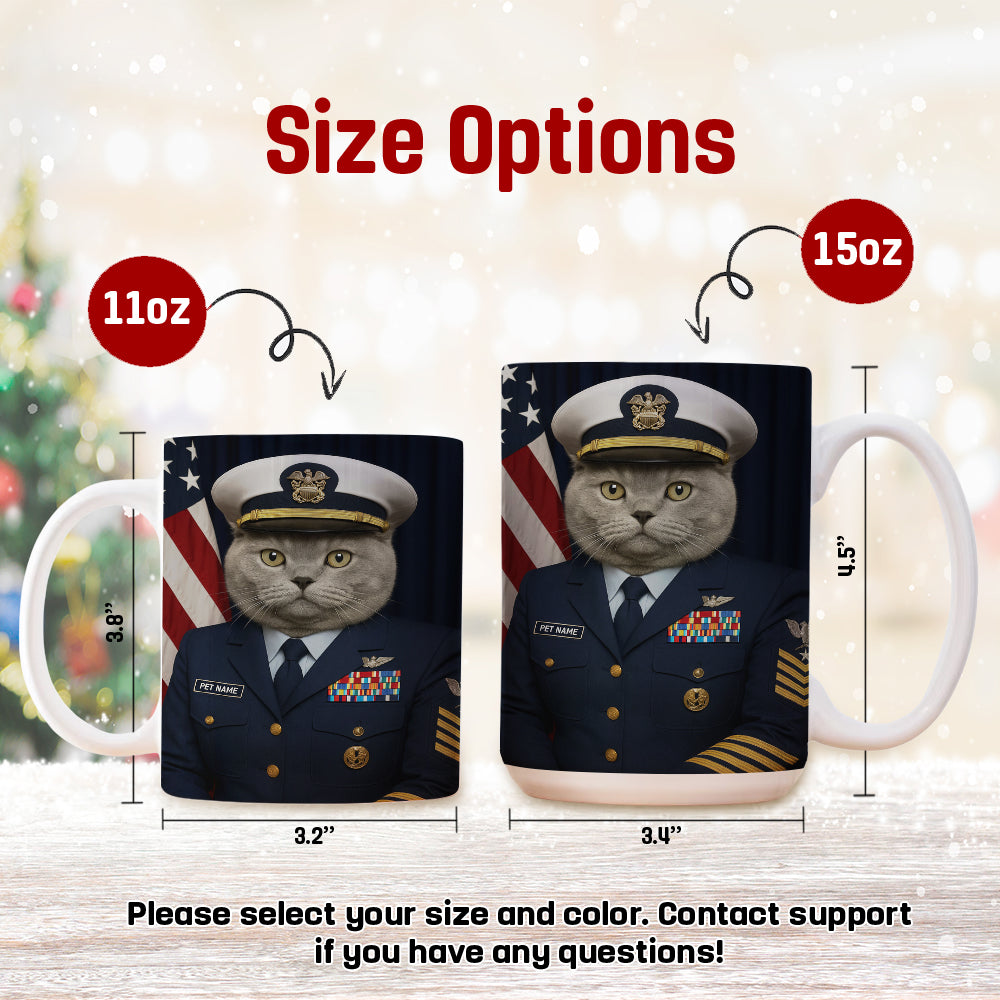 Custom Cat Photo Us Navy Mug _ Gift For Cat Lovers