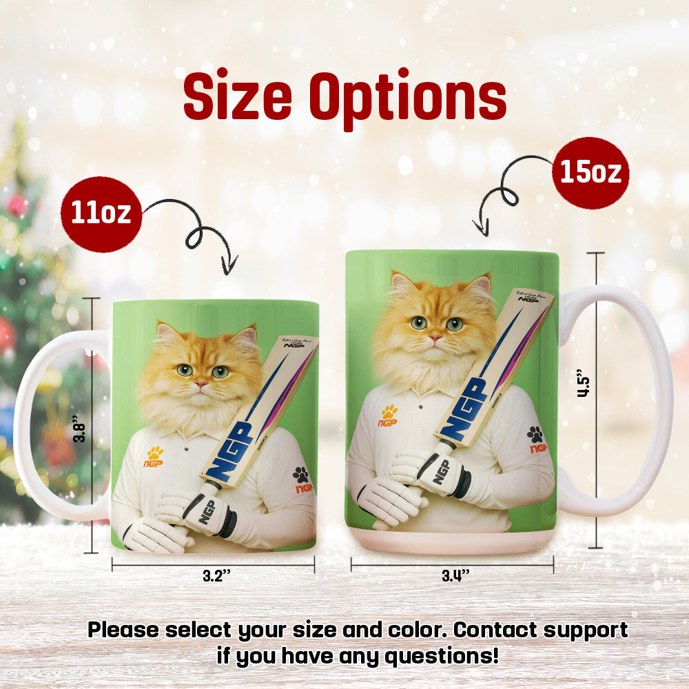 Custom Photo Cricketer Cat Mug Gift For Cat Lovers