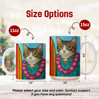 Custom Photo Surfer Cat MugGift For Cat Lovers