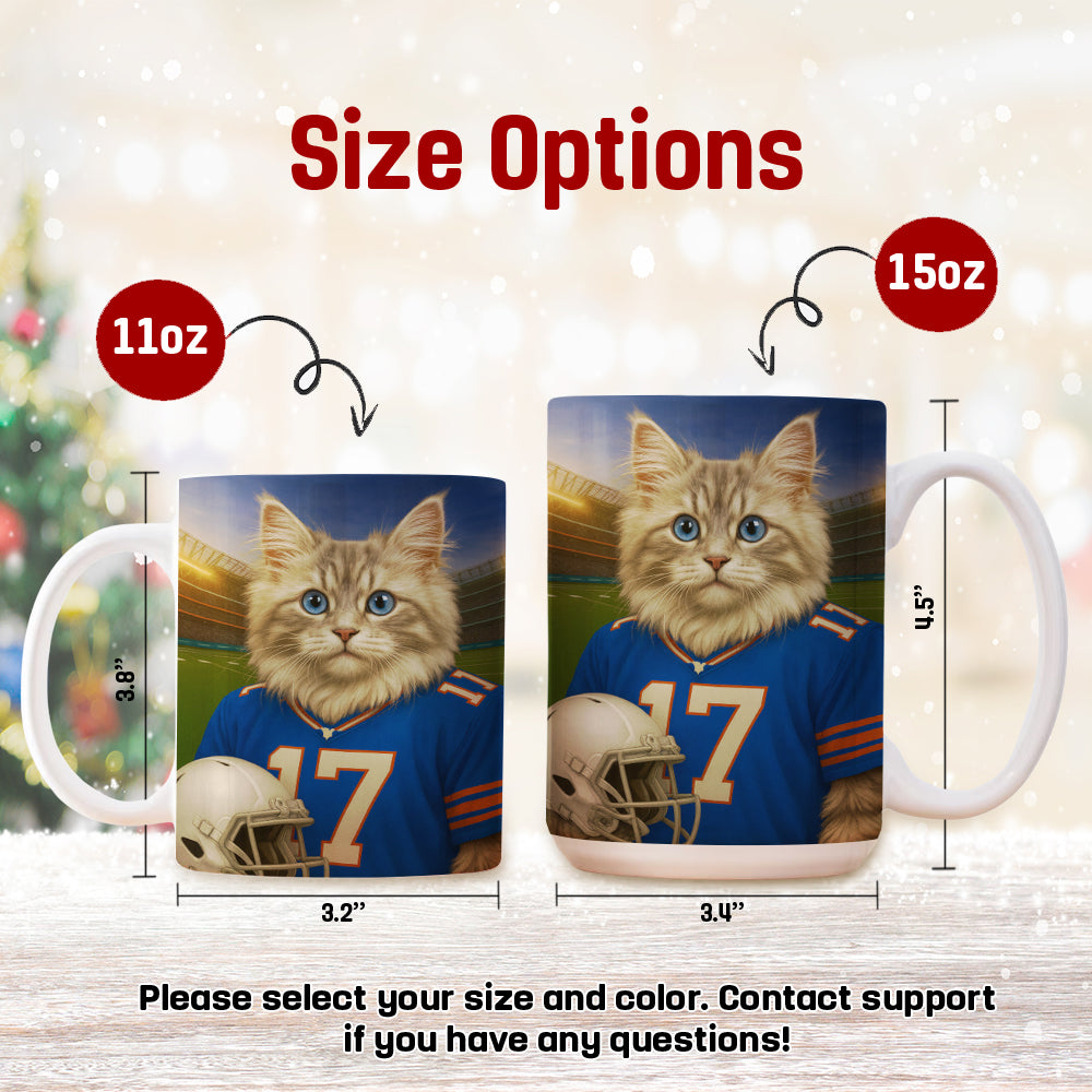Custom Cat Photo Football Style Mug _ Gift For Cat Lovers