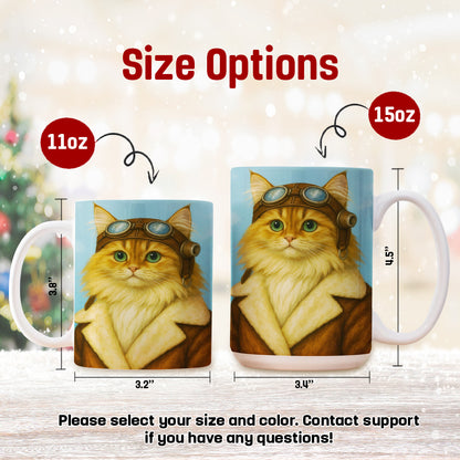 Custom Photo Portrait Pilot MugGift For Cat Lovers