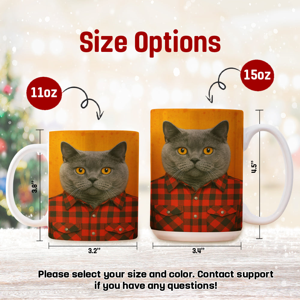 Custom Photo Cat In Red Shirt MugGift For Cat Lovers