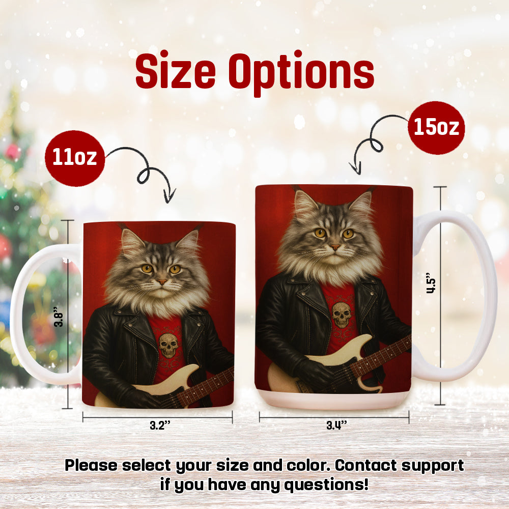 Custom Photo Guitarist Cat MugGift For Cat